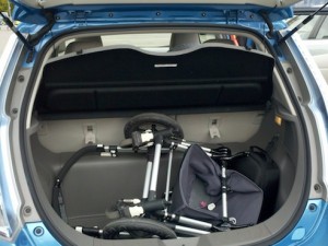 Nissan LEAF trunk baby stroller
