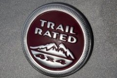 The all-new 2014 Jeep Cherokee Trailhawk model with the standard off-road package is Trail Rated, indicating that it is designed to perform in a variety of challenging off-road conditions and delivers best-in-class V-6 towing capability of 4,500 pounds.