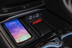New wireless charging for the 2021 Chrysler Pacifica is available with the new integrated Ultra console for the Pinnacle model and the Premium console for the Limited model. A new LED light feature on the wireless charging system provides information on the charging status: a blue light indicates charging, red a foreign object detected and green signifies charging is complete.