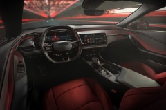 The exterior’s pure design aesthetic carries over to the dynamic, driver-focused interior design of the all-new Dodge Charger, enhancing the modern, visceral feel of the new cockpit. Interior shown includes Plus Group, Carbon & Suede Package and Track Package with Demonic Red seats for the Dodge Charger Daytona Scat Pack.