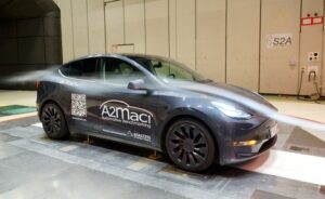 Tesla Model Y in wind tunnel
