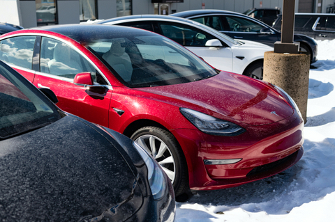 Teslas in snow