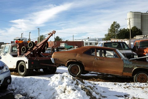 Car being towed