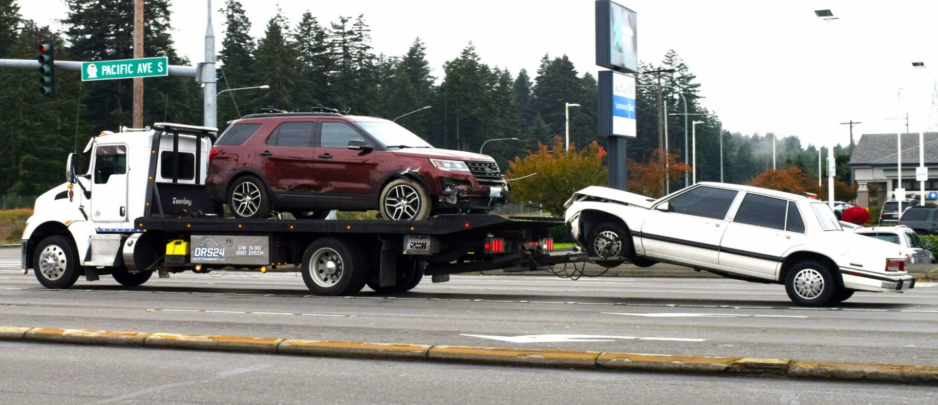 Car being towed