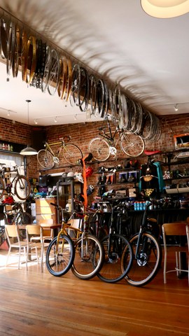 A bike shop with a variety of e-bikes and parts